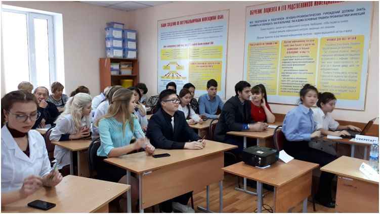 M.Sh. Fazylova teacher in the group 109 LD conducted an open lesson on the topic: "The biological effect of radioactive radiation" on the subject of biophysics.